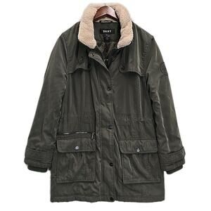 DKNY Womens Jacket Inner Quilted Thick Military Cold Weather Gorpcore Sz M Green